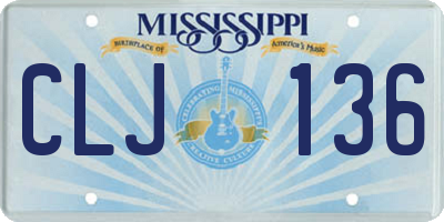 MS license plate CLJ136
