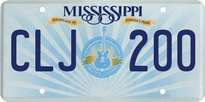 MS license plate CLJ200