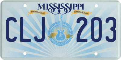 MS license plate CLJ203