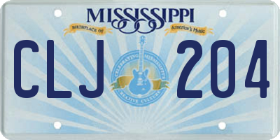 MS license plate CLJ204