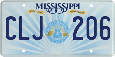 MS license plate CLJ206