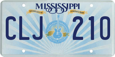 MS license plate CLJ210