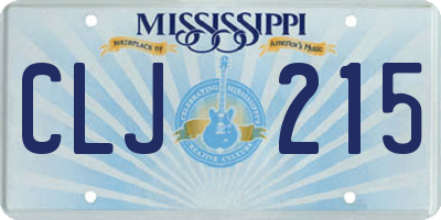 MS license plate CLJ215