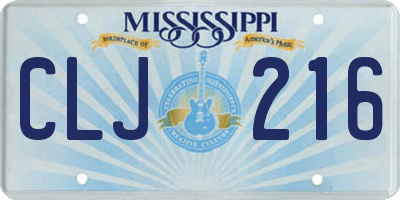MS license plate CLJ216