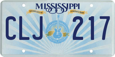MS license plate CLJ217