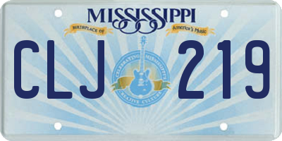 MS license plate CLJ219