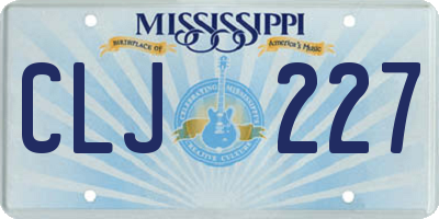 MS license plate CLJ227