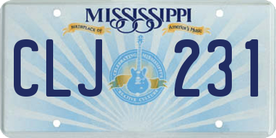 MS license plate CLJ231