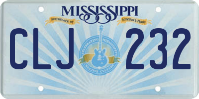 MS license plate CLJ232