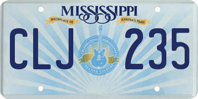 MS license plate CLJ235