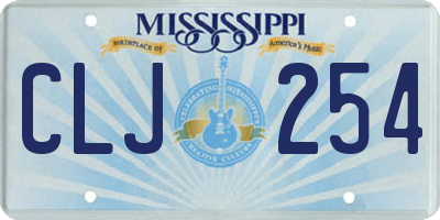 MS license plate CLJ254