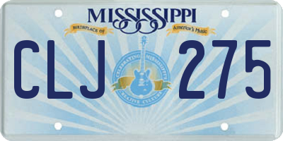 MS license plate CLJ275