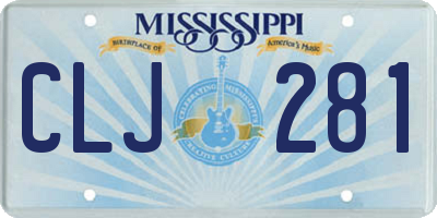 MS license plate CLJ281