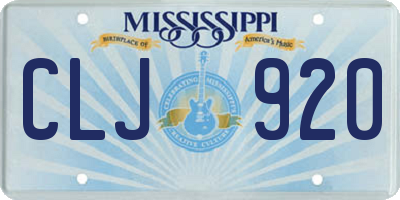 MS license plate CLJ920
