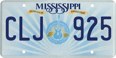 MS license plate CLJ925