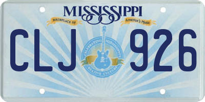 MS license plate CLJ926