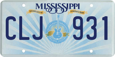 MS license plate CLJ931