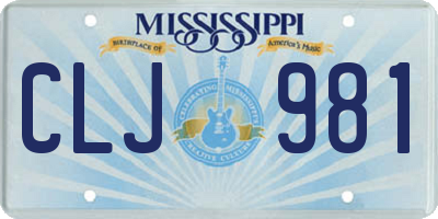 MS license plate CLJ981