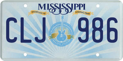 MS license plate CLJ986