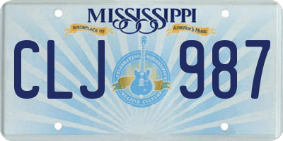 MS license plate CLJ987