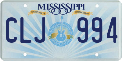 MS license plate CLJ994