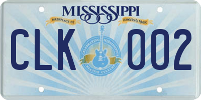 MS license plate CLK002