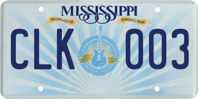 MS license plate CLK003