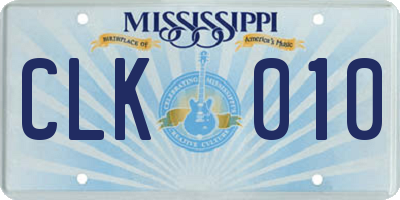 MS license plate CLK010
