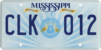 MS license plate CLK012