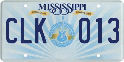 MS license plate CLK013