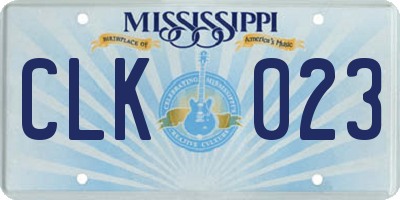 MS license plate CLK023