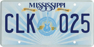 MS license plate CLK025