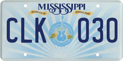 MS license plate CLK030
