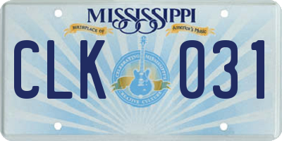 MS license plate CLK031