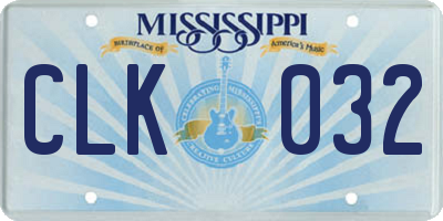 MS license plate CLK032