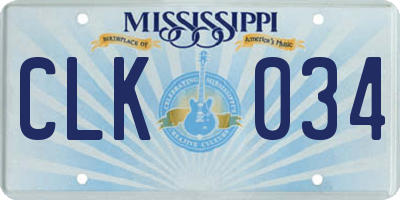 MS license plate CLK034