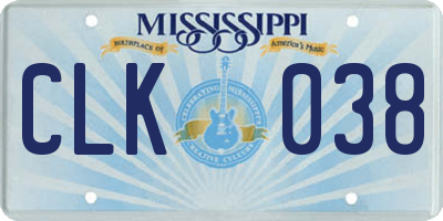 MS license plate CLK038