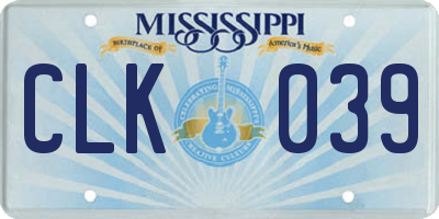 MS license plate CLK039