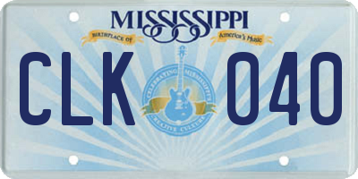 MS license plate CLK040
