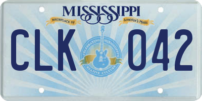 MS license plate CLK042