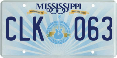 MS license plate CLK063