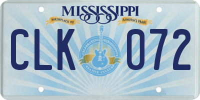 MS license plate CLK072