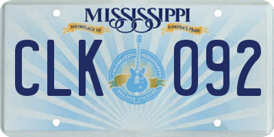 MS license plate CLK092