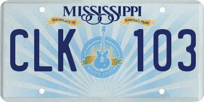 MS license plate CLK103