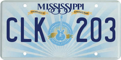 MS license plate CLK203