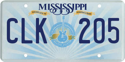 MS license plate CLK205