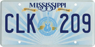 MS license plate CLK209