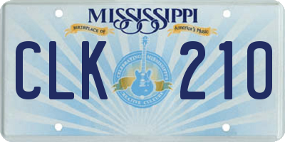 MS license plate CLK210