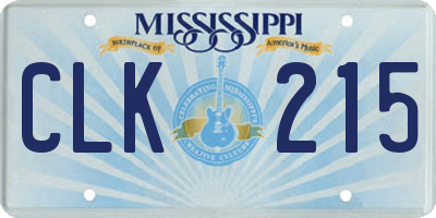 MS license plate CLK215