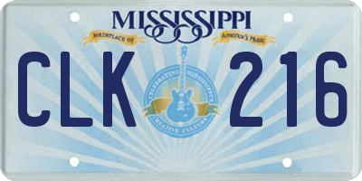 MS license plate CLK216